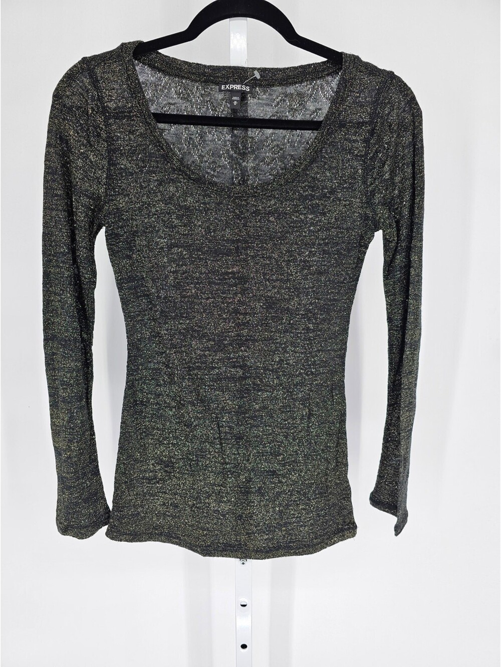 Express Women's Black Gold Round Neck Long Sleeve Casual Pullover Blouse Size M